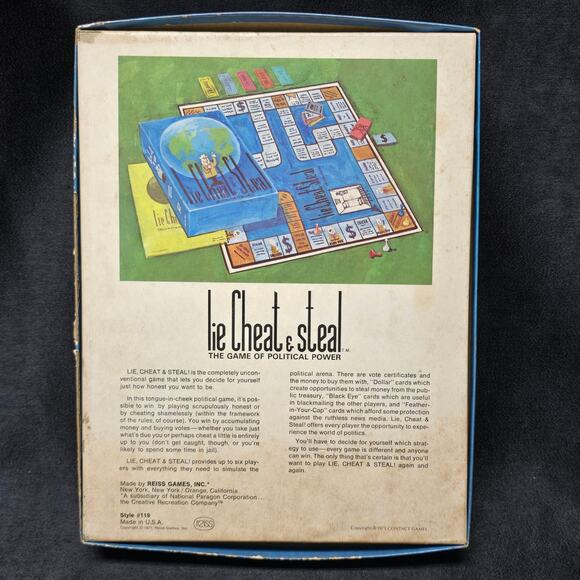 Vintage Lie, Cheat & Steal The Game of Political Power 70s Board Game - Picture 5 of 10